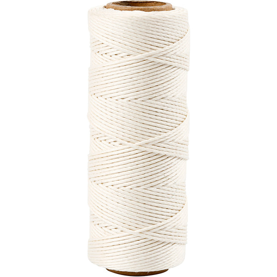 Bambussnor, tykkelse 1 mm, hvid, 65 m/ 1 rl.