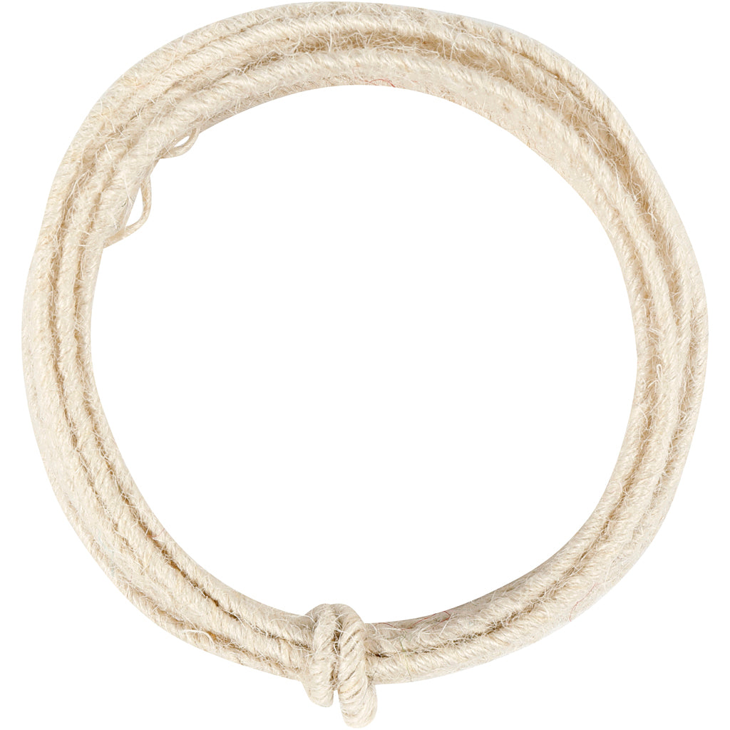 Jute wire, tykkelse 2-4 mm, hvid, 3 m/ 1 pk.