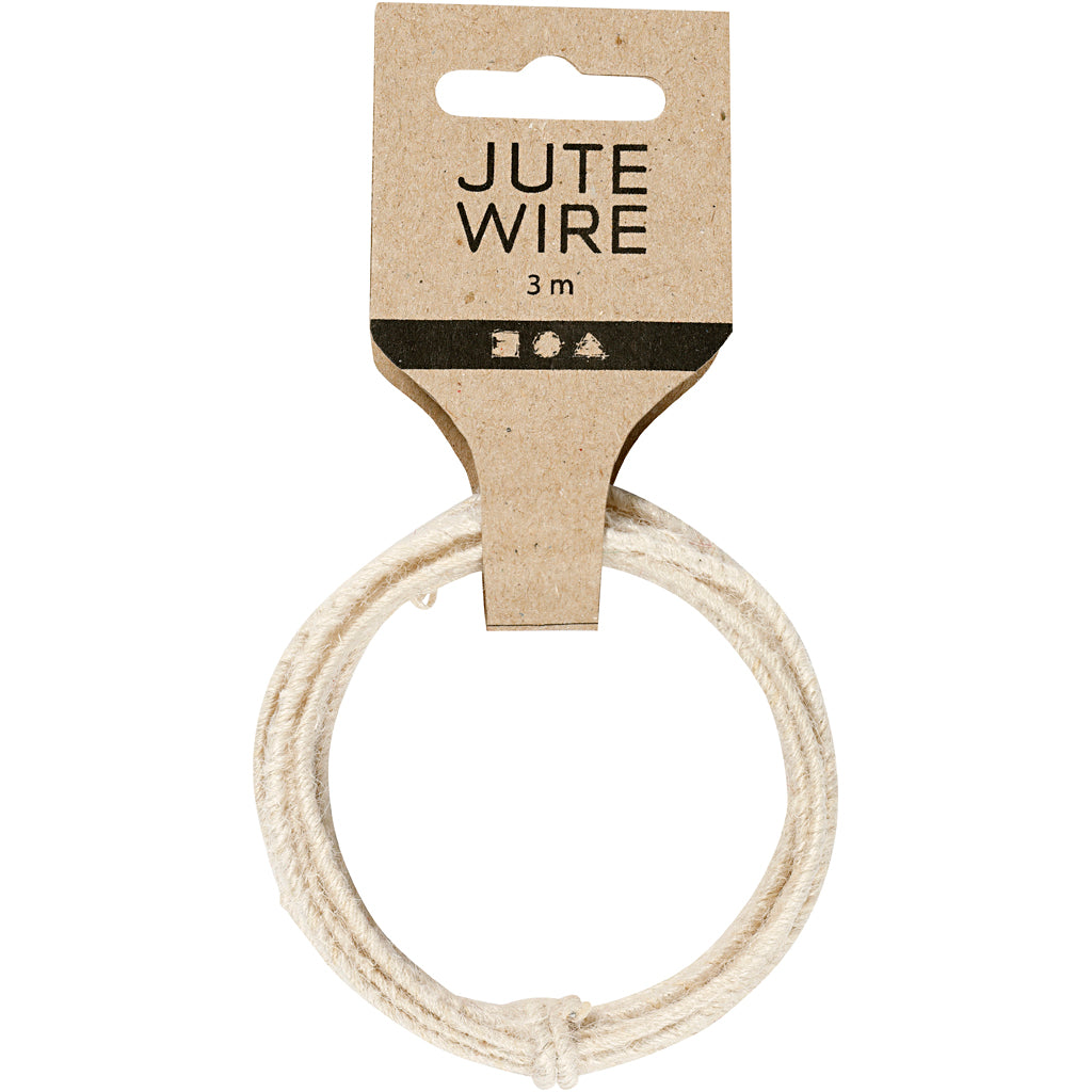 Jute wire, tykkelse 2-4 mm, hvid, 3 m/ 1 pk.