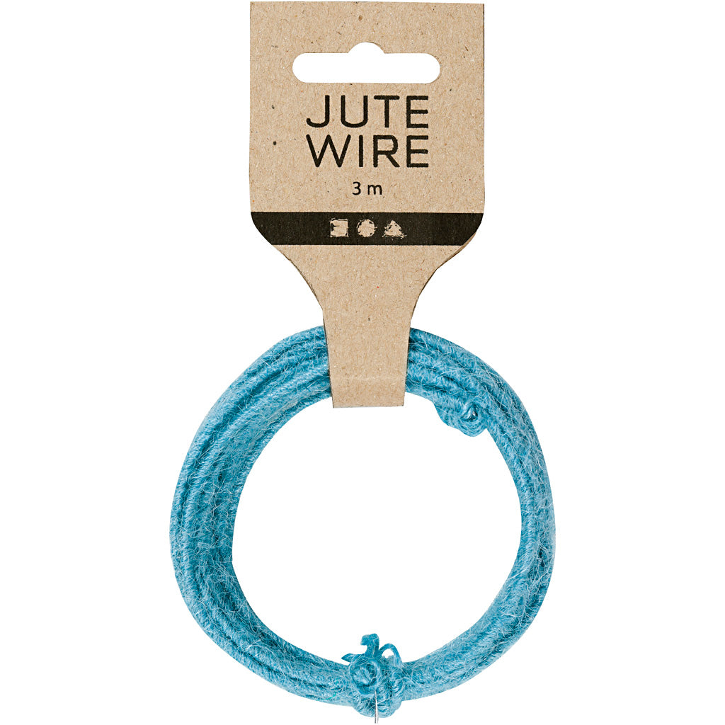 Jute wire, tykkelse 2-4 mm, himmelblå, 3 m/ 1 pk.