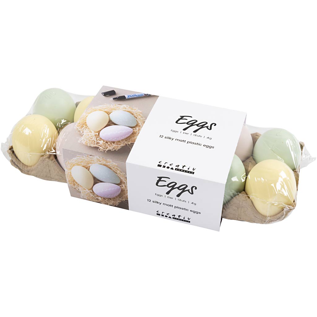 Æg, H: 6 cm, pastelfarver, 12 stk./ 1 pk.