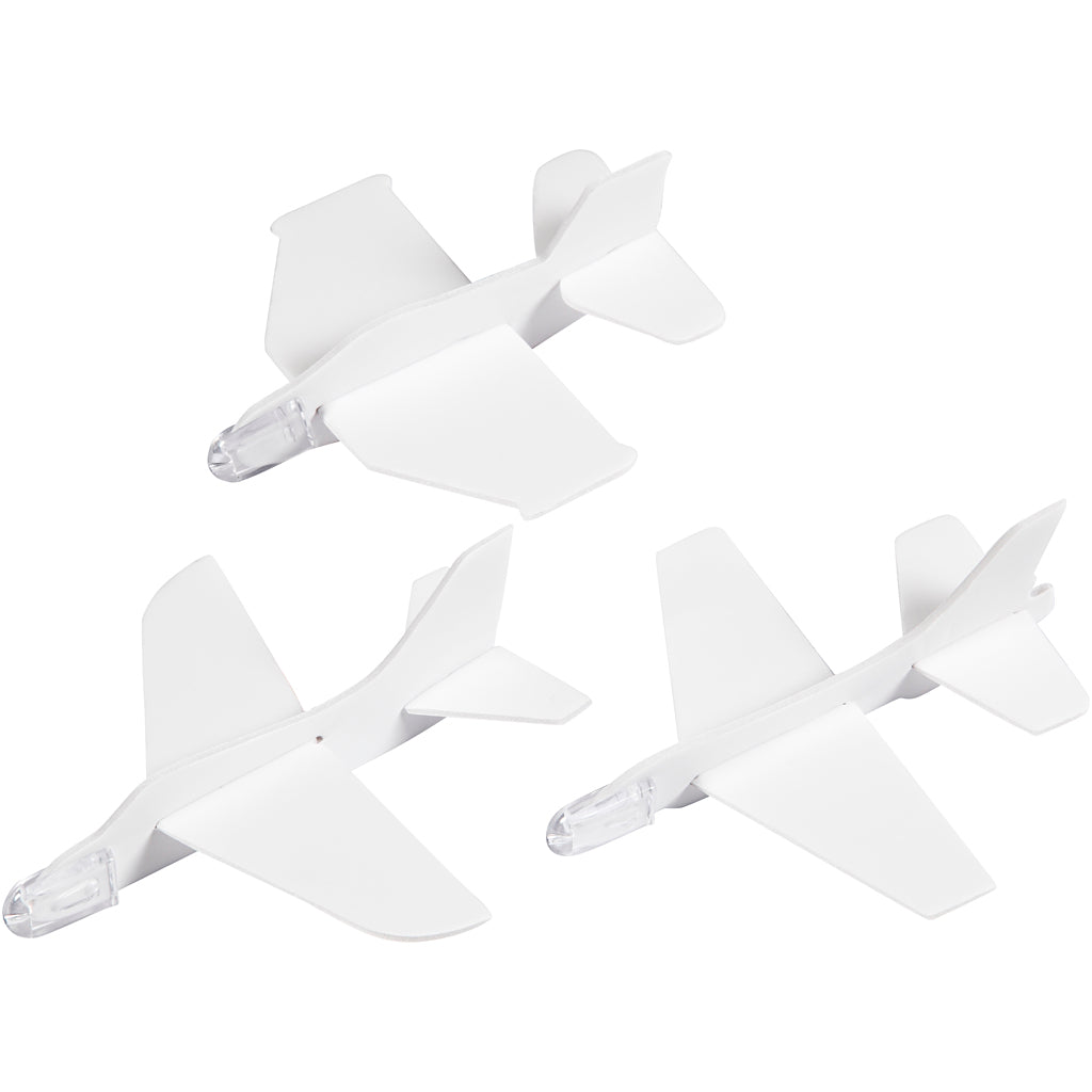Flyvemaskiner, L: 11,5-12,5 cm, B: 11-12 cm, hvid, 3 stk./ 1 pk.