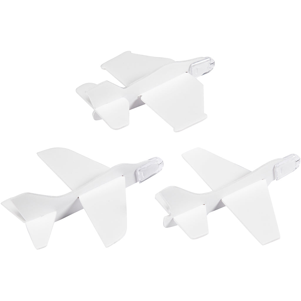 Flyvemaskiner, L: 11,5-12,5 cm, B: 11-12 cm, hvid, 3 stk./ 1 pk.