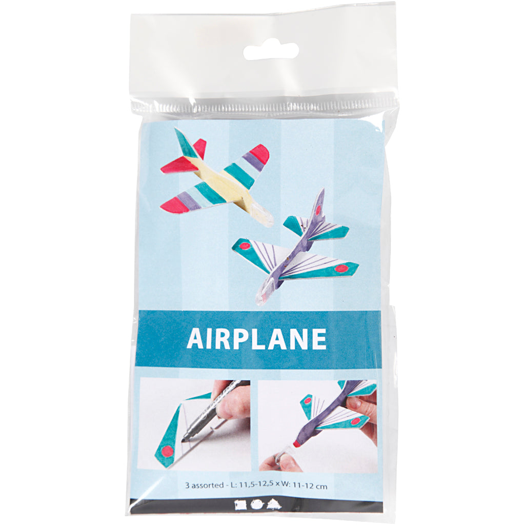 Flyvemaskiner, L: 11,5-12,5 cm, B: 11-12 cm, hvid, 3 stk./ 1 pk.