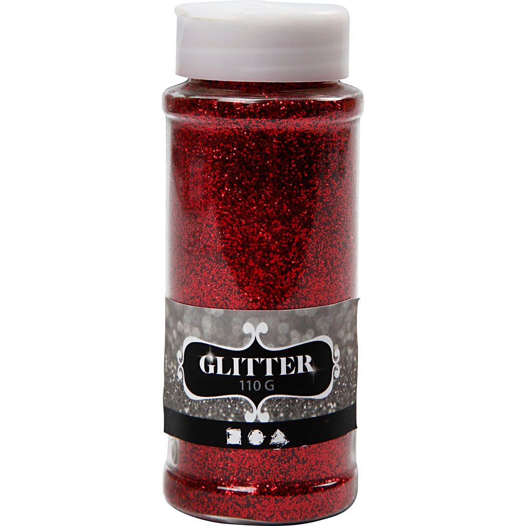 Glitter, rød, 110 g/ 1 ds.