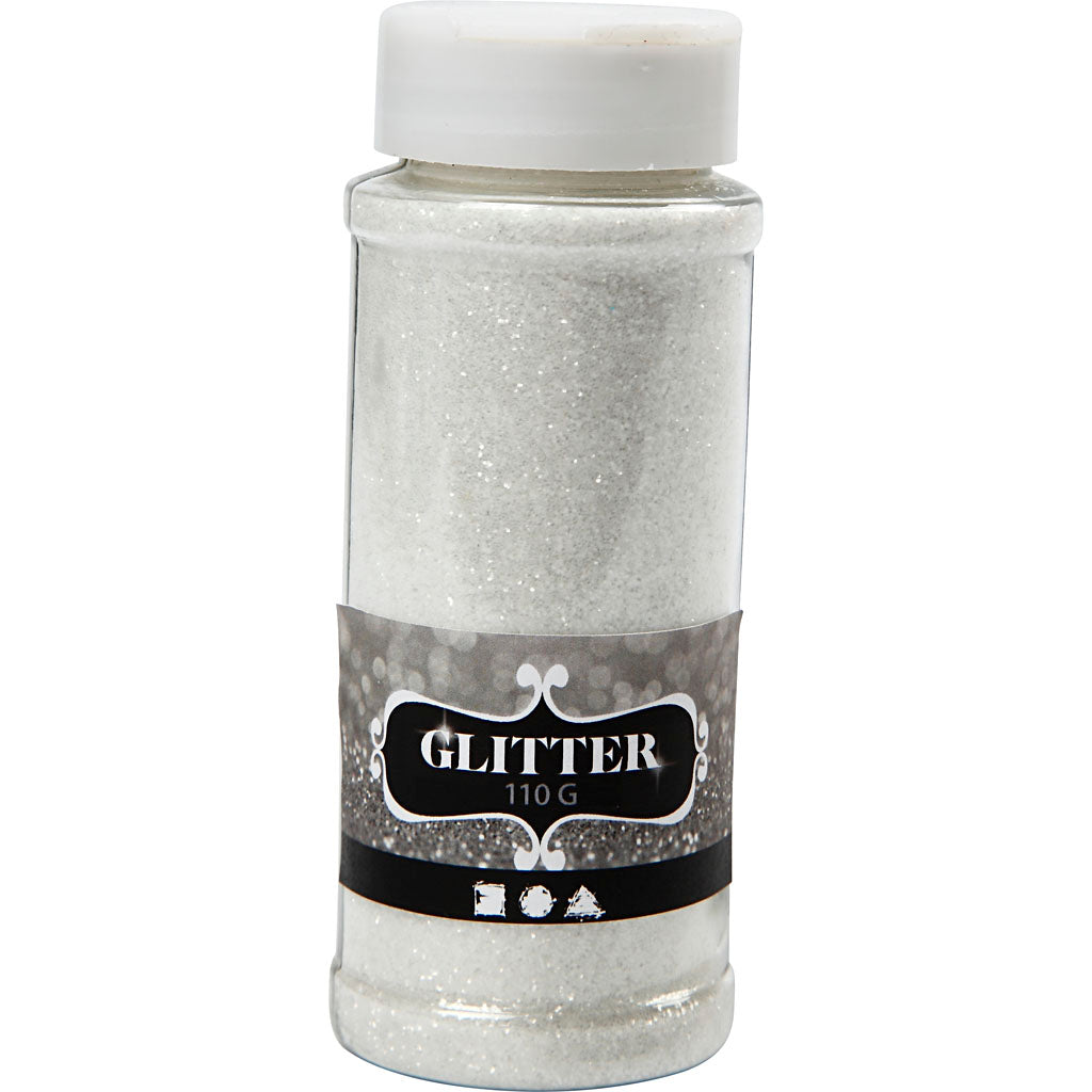 Glitter, hvid, 110 g/ 1 ds.