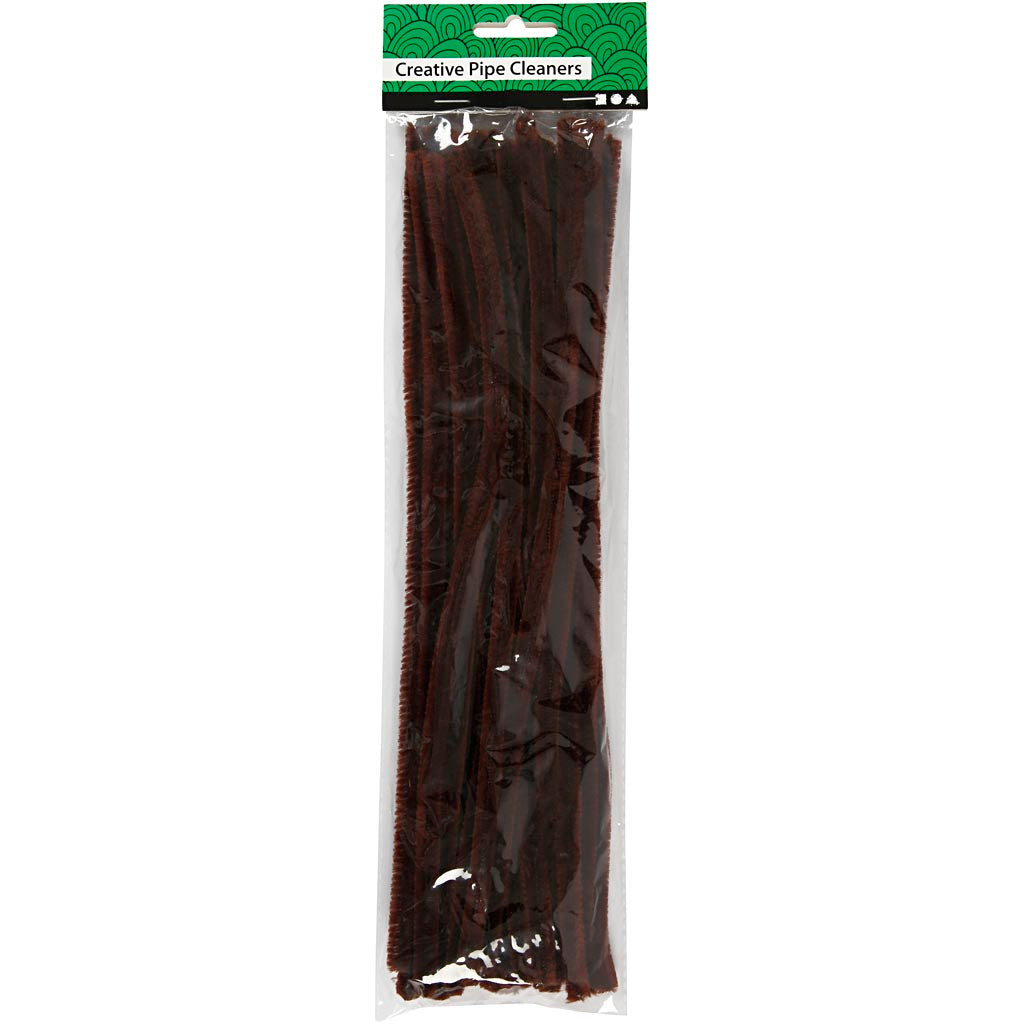 Chenille, L: 30 cm, tykkelse 9 mm, brun, 25 stk./ 1 pk.