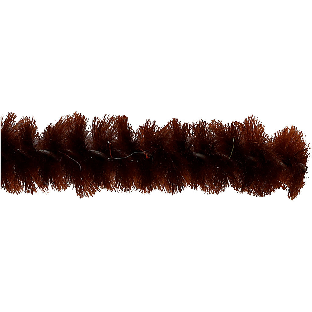Chenille, L: 30 cm, tykkelse 9 mm, brun, 25 stk./ 1 pk.