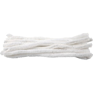 Hvide Chenille Piberensere 30 cm - 15 stk.