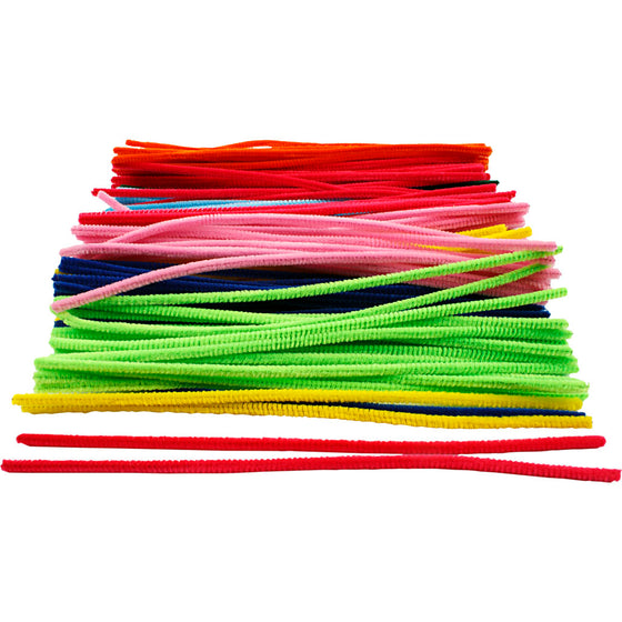 Chenille, L: 30 cm, tykkelse 6 mm, ass. farver, 200 ass./ 1 pk.