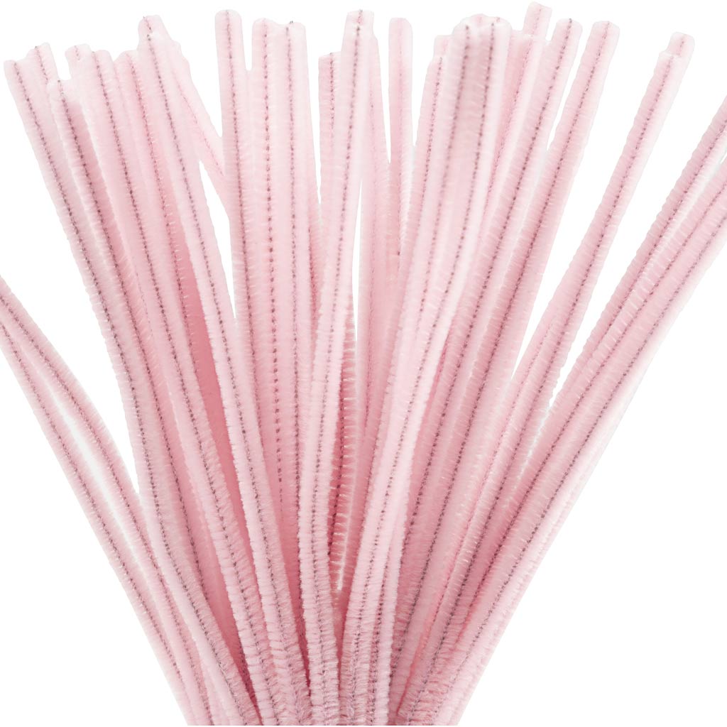 Chenille, L: 30 cm, tykkelse 6 mm, rosa, 50 stk./ 1 pk.