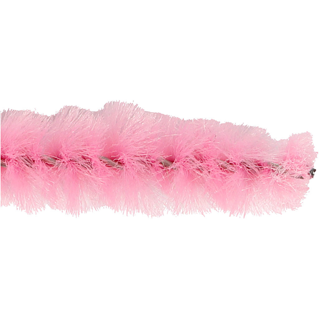 Chenille, L: 30 cm, tykkelse 6 mm, pink, 50 stk./ 1 pk.