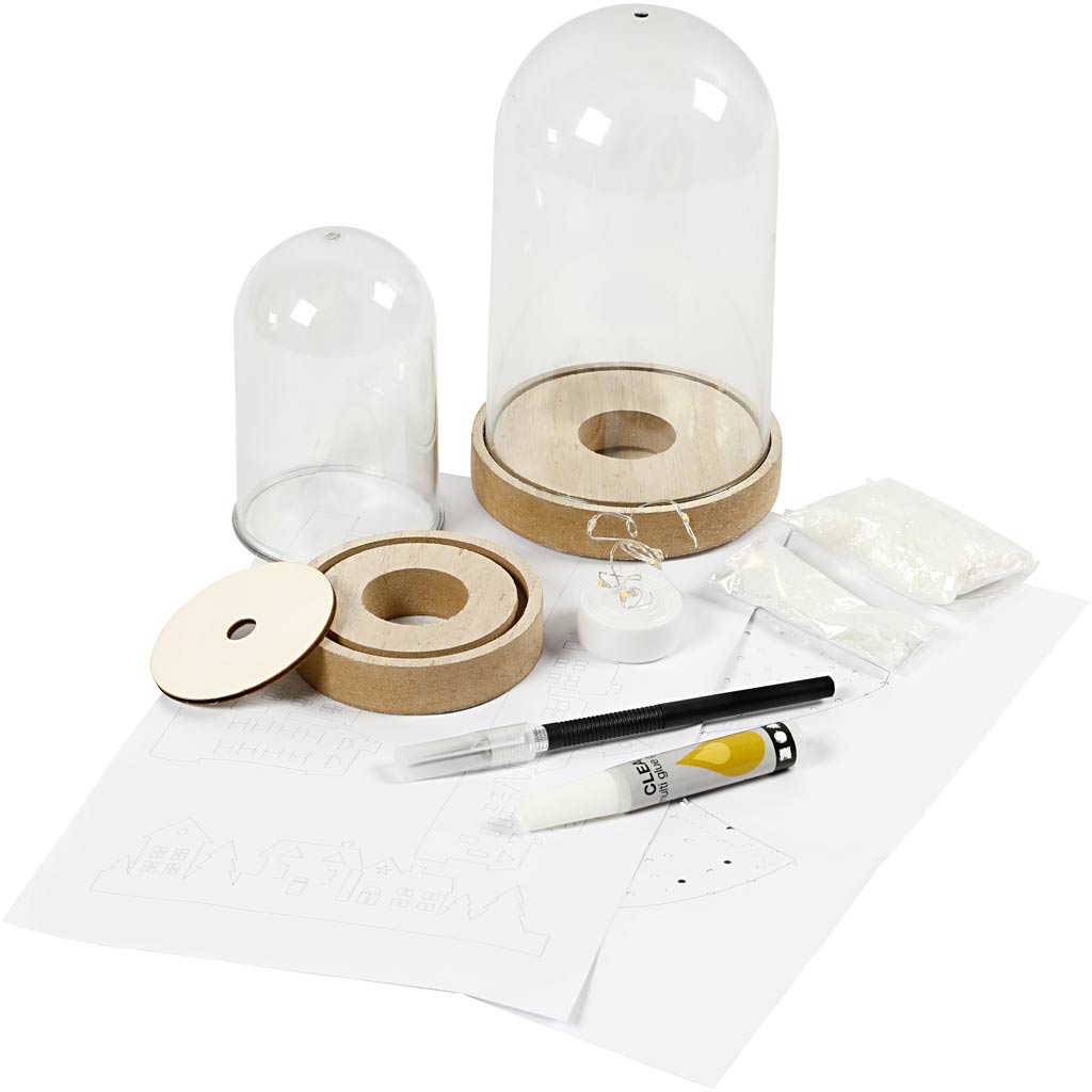 Materialesæt til klokker med indvendig pynt, H: 12,5+18 cm, 2 stk./ 1 pk.