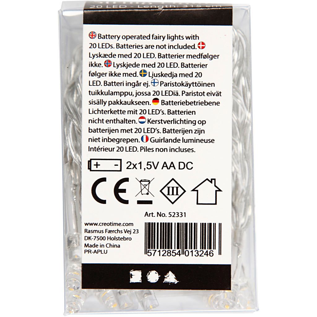 LED Lyskæde, L: 3,15 m, transparent, 1 stk.