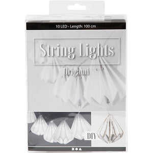 LED lyskæde med lampeskærme , H: 80 mm, L: 100 cm, diam. 65 mm, hvid, 1 stk.