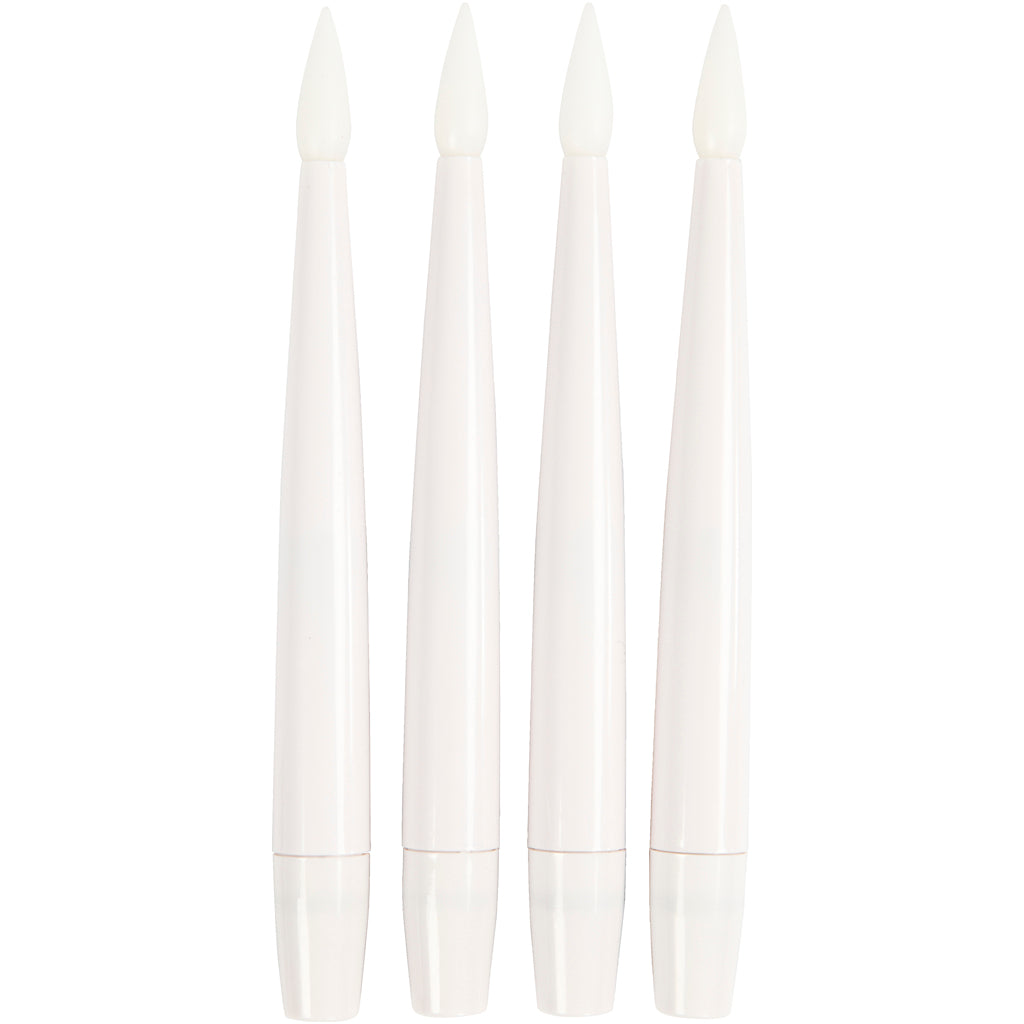 LED Juletræslys, H: 15,5 cm, diam. 14 mm, 4 stk./ 1 pk.