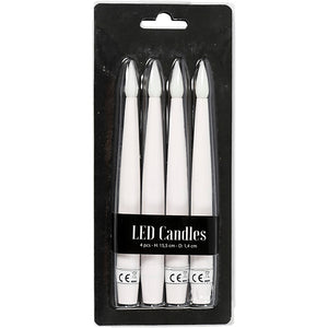 LED Juletræslys, H: 15,5 cm, diam. 14 mm, 4 stk./ 1 pk.