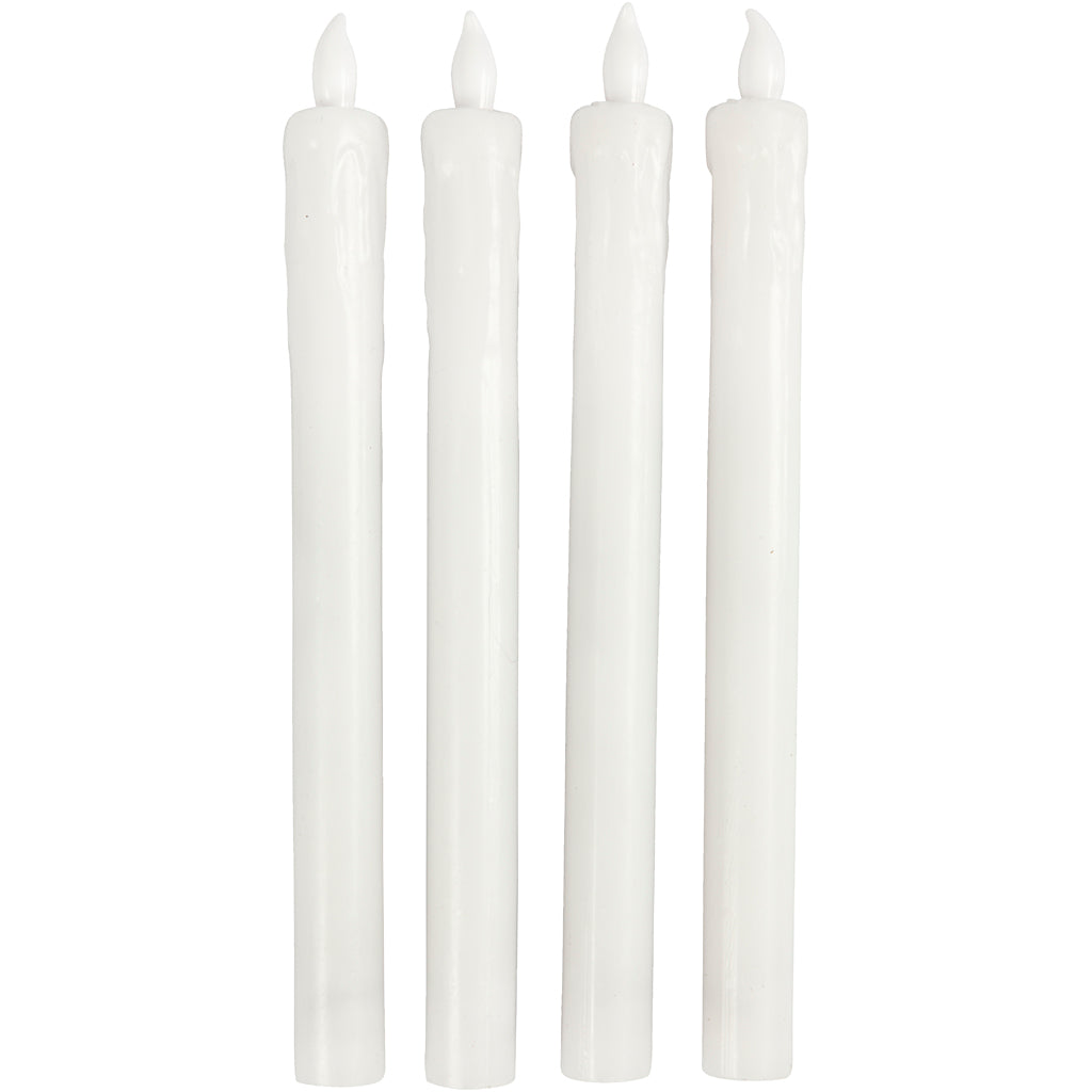 LED Stearinlys, H: 24,5 cm, diam. 20 mm, 4 stk./ 1 pk.