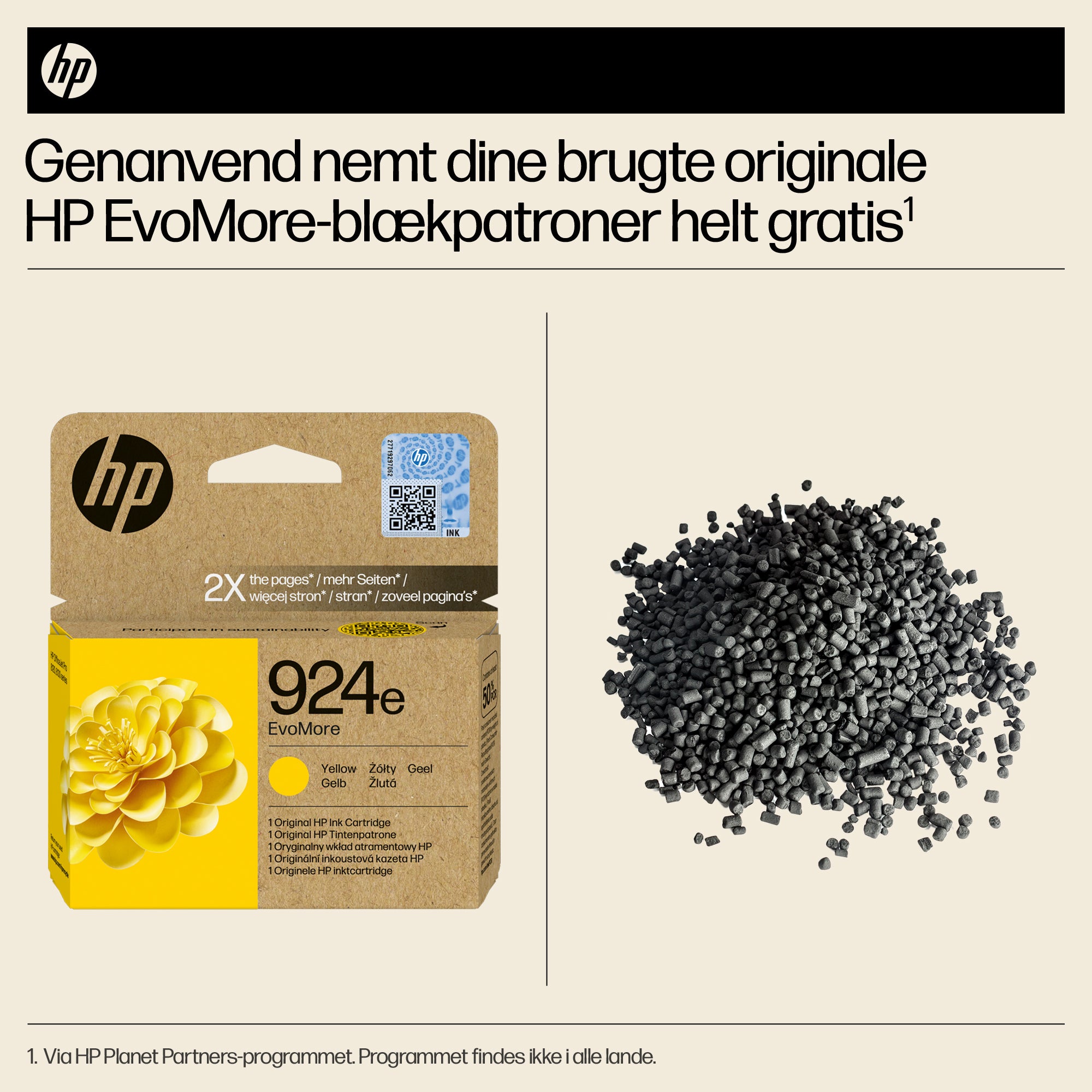 HP 924e EvoMore Gul 800 sider Blæk 4K0U9NE