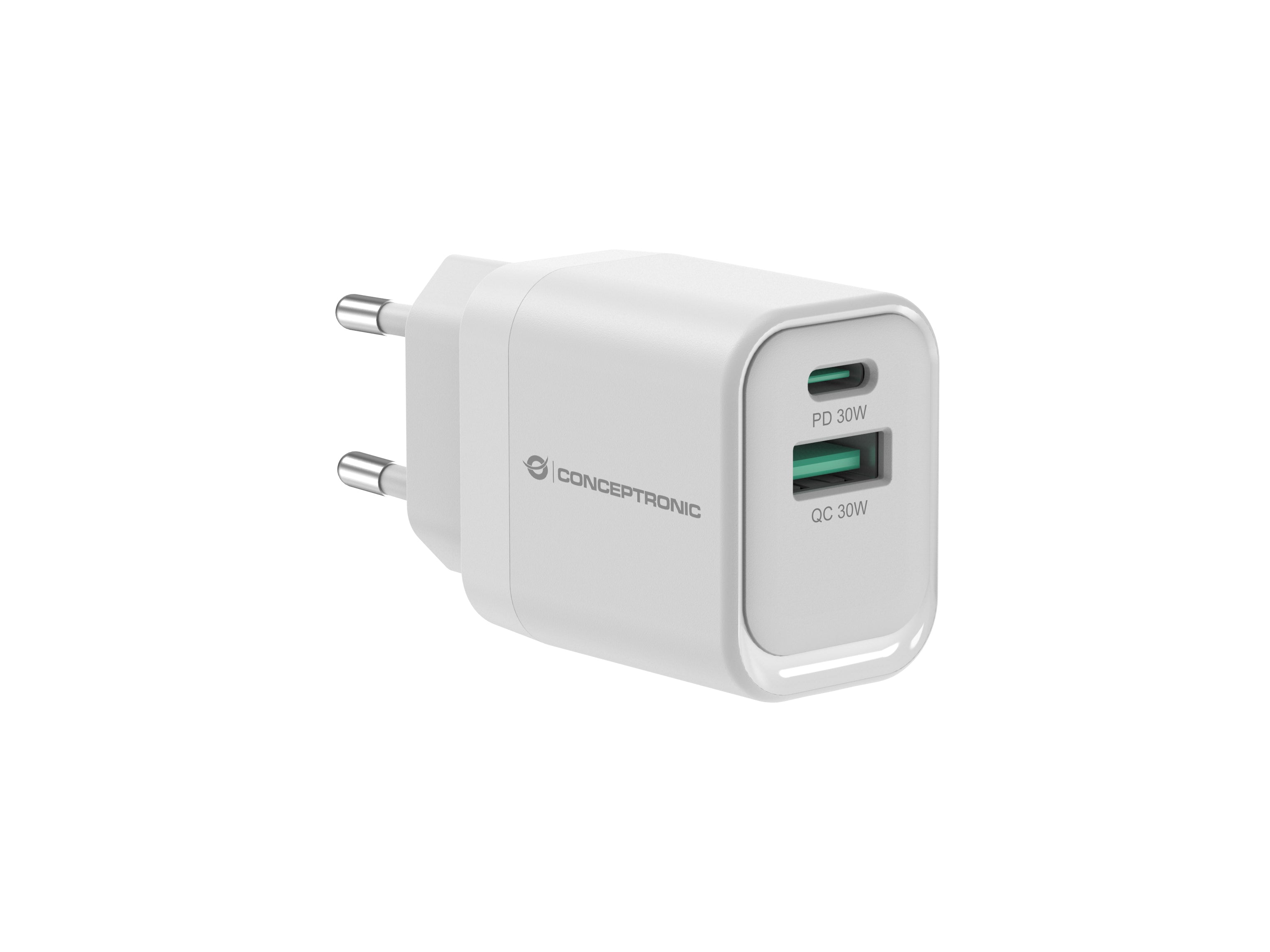 CONCEPTRONIC Ladegerät 2Port  33W,1xUSB-C,1xUSB-A       weiß