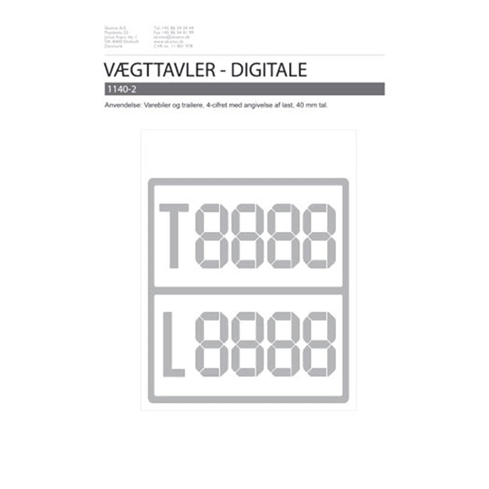 Digital vægttavle i sølv til trailer 12,5x14 cm - skomø
