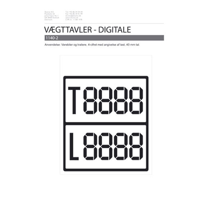 Digital vægttavle sort til trailer 12,5x14 cm - skomø