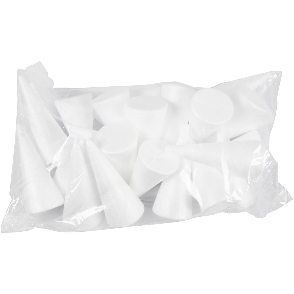 Kegle, H: 14,5 cm, diam. 6 cm, hvid, 25 stk./ 1 pk.