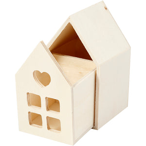 Hus med skuffe, H: 10,8 cm, D: 6,8 cm, B: 6,8 cm, 1 stk.