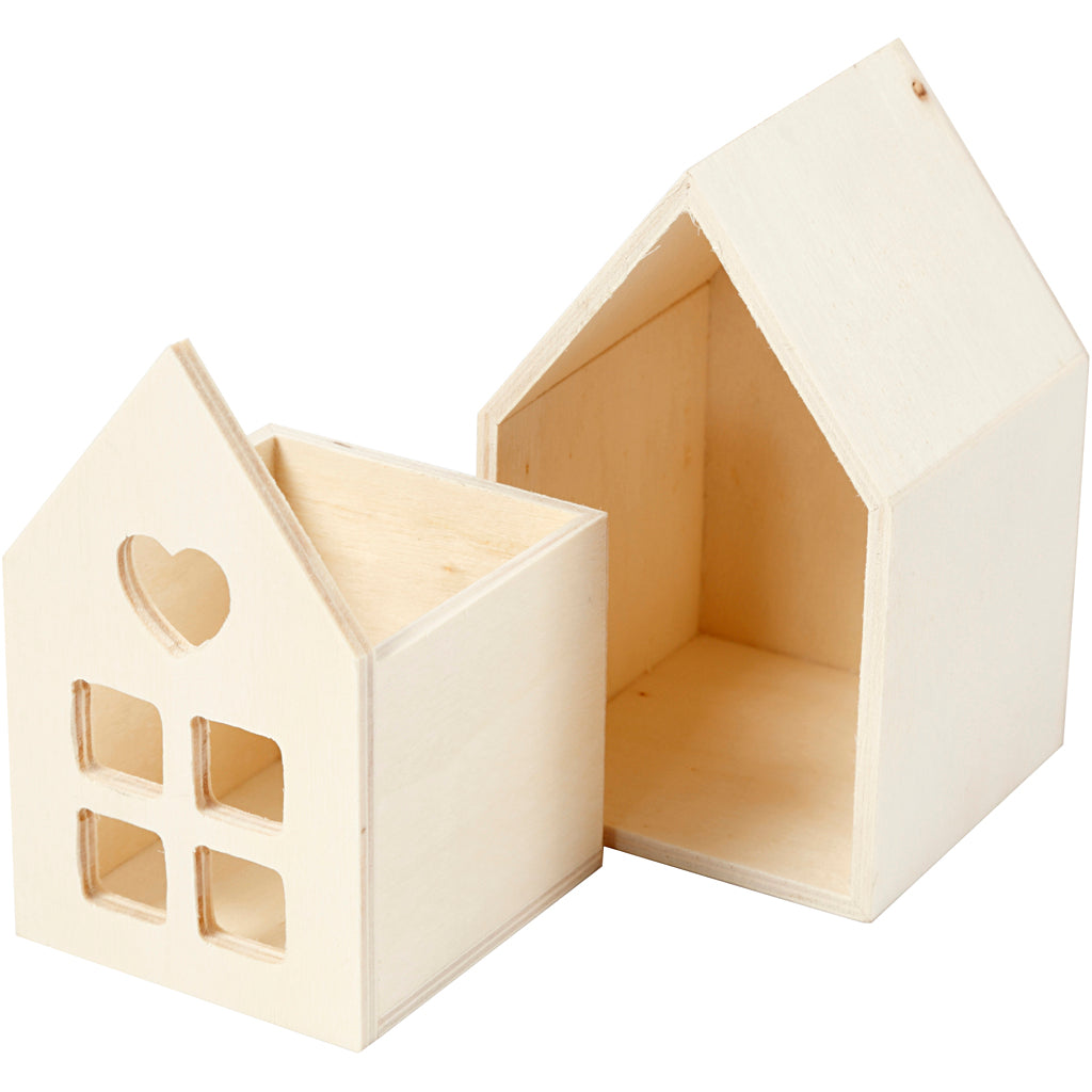 Hus med skuffe, H: 10,8 cm, D: 6,8 cm, B: 6,8 cm, 1 stk.