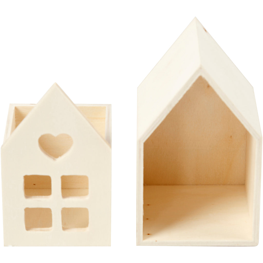 Hus med skuffe, H: 10,8 cm, D: 6,8 cm, B: 6,8 cm, 1 stk.