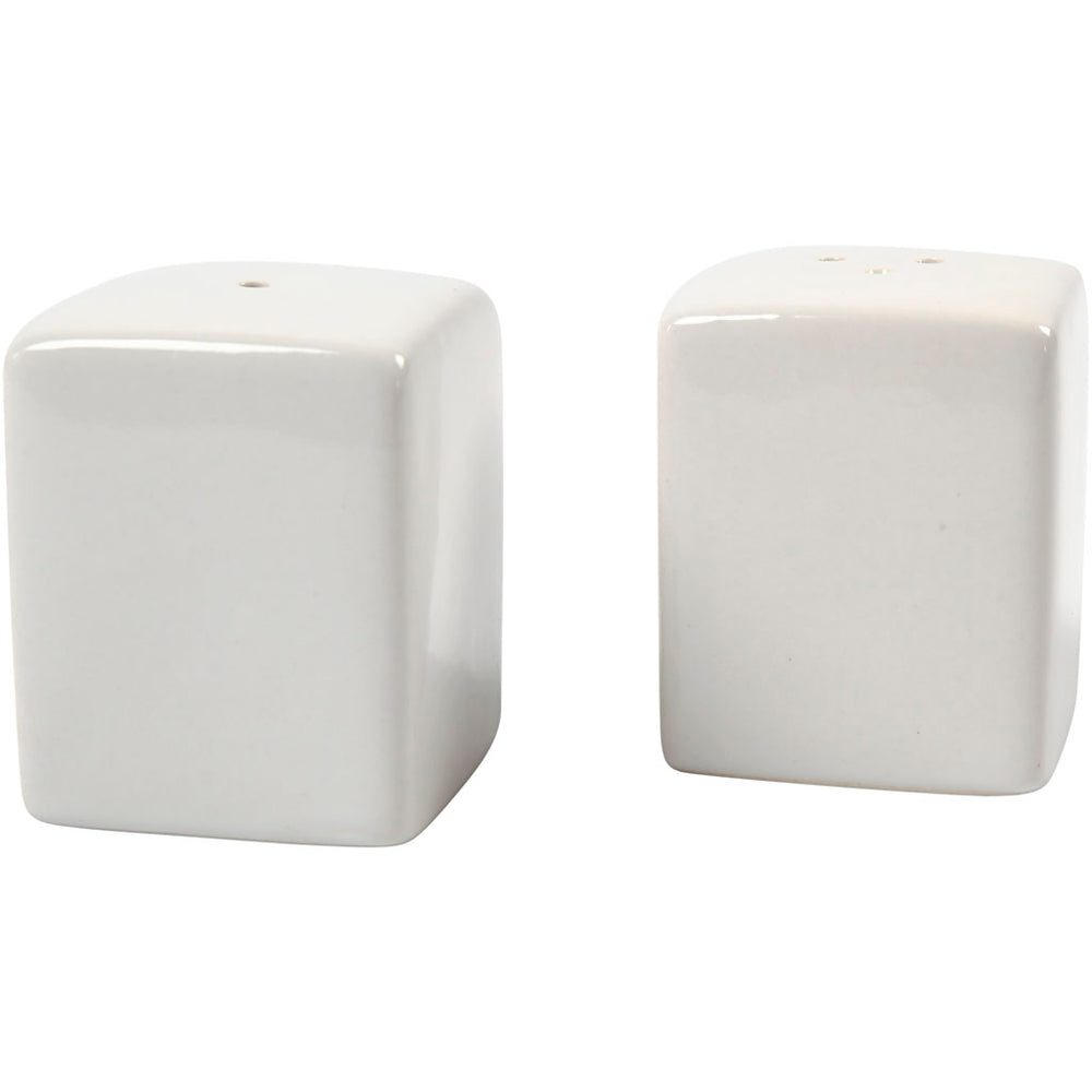 Elegant Salt- og Pebersæt i Glaseret Keramik, H: 6 cm