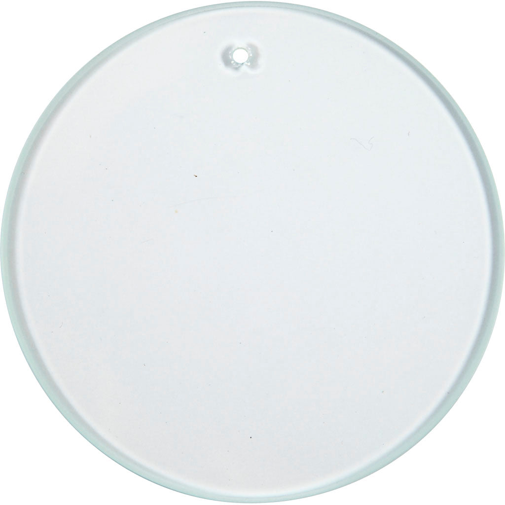 Glasplade, rund, diam. 7 cm, tykkelse 3 mm, 10 stk./ 1 pk.