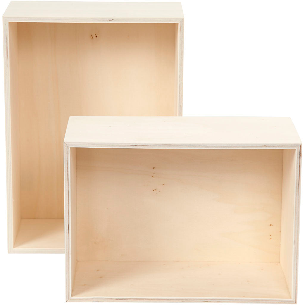 Bogkasser, rektangel, H: 27+31 cm, D: 12,5 cm, B: 19,5+22,5 cm, 2 stk./ 1 sæt