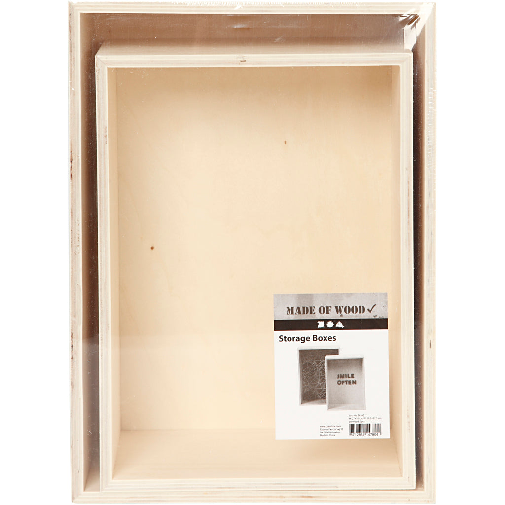 Bogkasser, rektangel, H: 27+31 cm, D: 12,5 cm, B: 19,5+22,5 cm, 2 stk./ 1 sæt