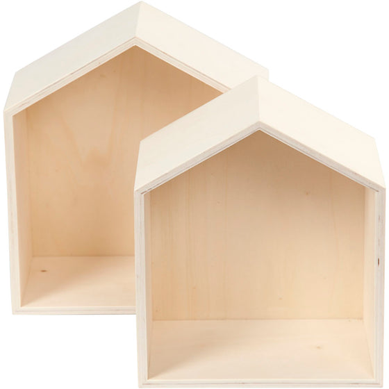 Bogkasser, hus, H: 22,5+25 cm, D: 12,5 cm, B: 19,5+22,5 cm, 2 stk./ 1 sæt