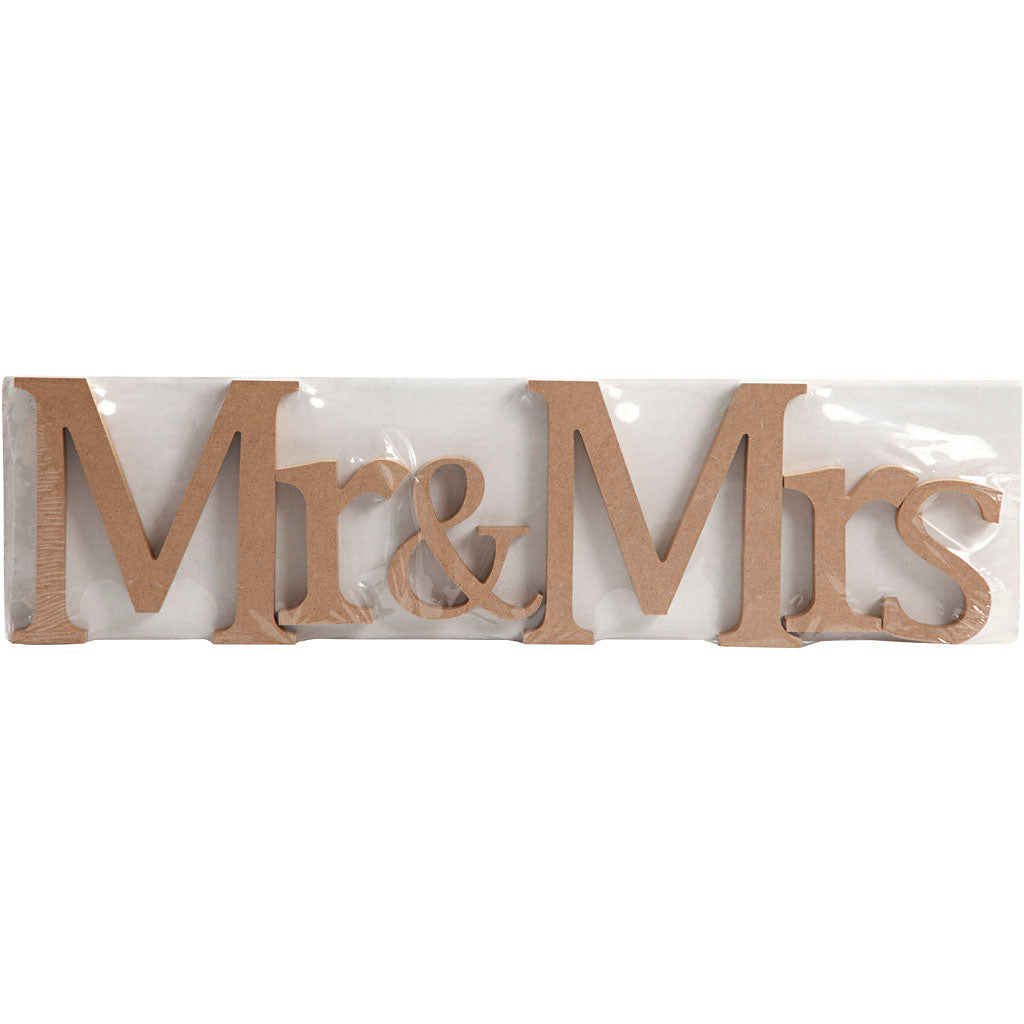 Bogstaver, Mr &amp; Mrs, H: 13 cm, D: 1,5 cm, 1 sæt
