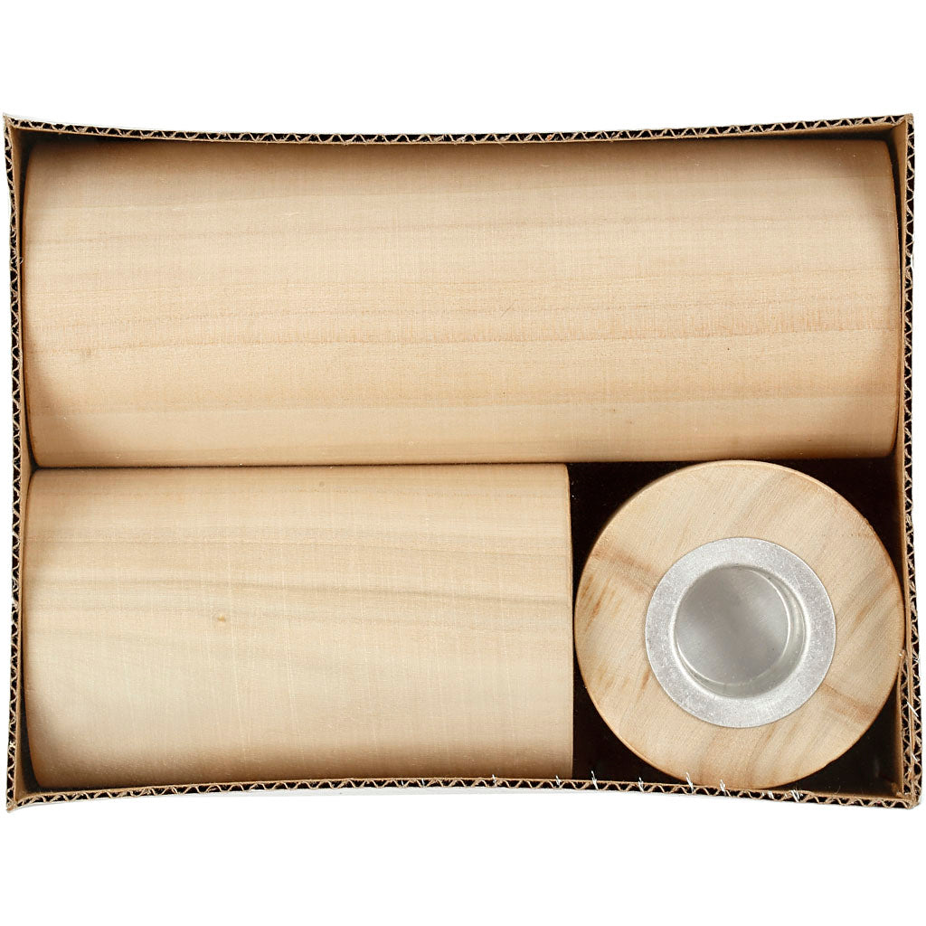 Lysestager, H: 14,5+9+6,5 cm, hulstr. 2,3 cm, 3 stk./ 1 pk.