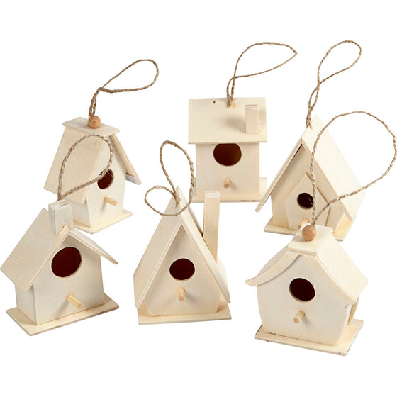 Fuglehuse, H: 7 cm, 6 stk./ 1 pk.