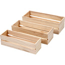 Trækasser, H: 6,5+7+7,5 cm, L: 22+23,5+25 cm, B: 7+8,5+10 cm, 3 stk./ 1 sæt