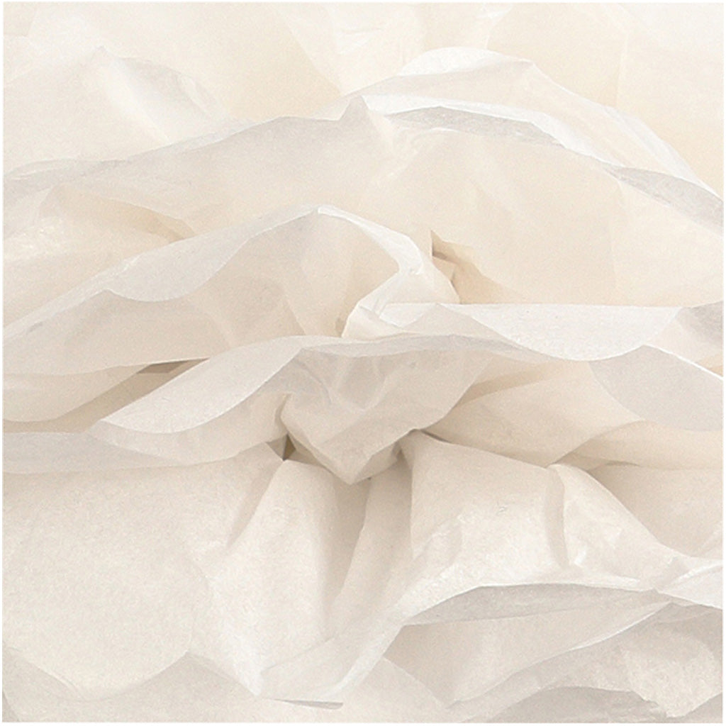 Papirpomponer, diam. 20+24+30 cm, 14 g, hvid, 3 stk./ 1 pk.
