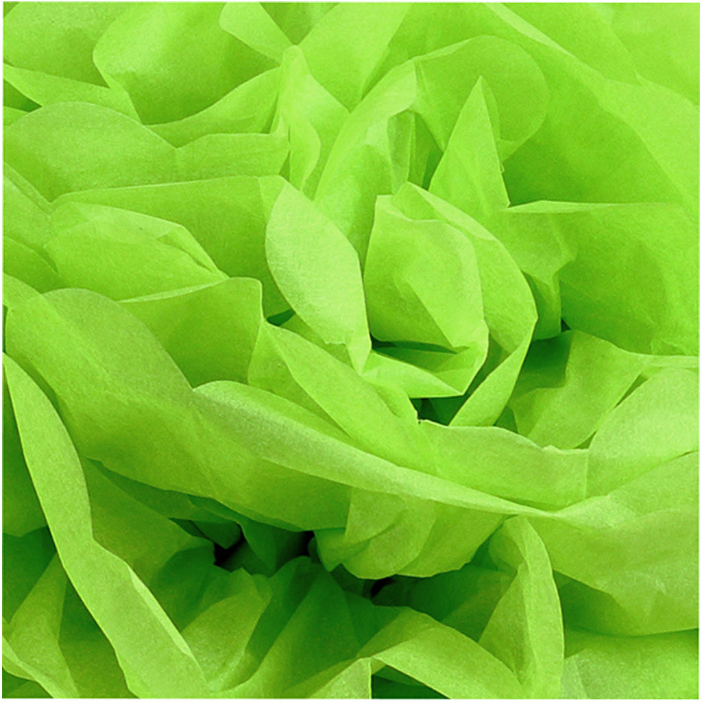 Papirpomponer, diam. 20+24+30 cm, 16 g, limegrøn, 3 stk./ 1 pk.
