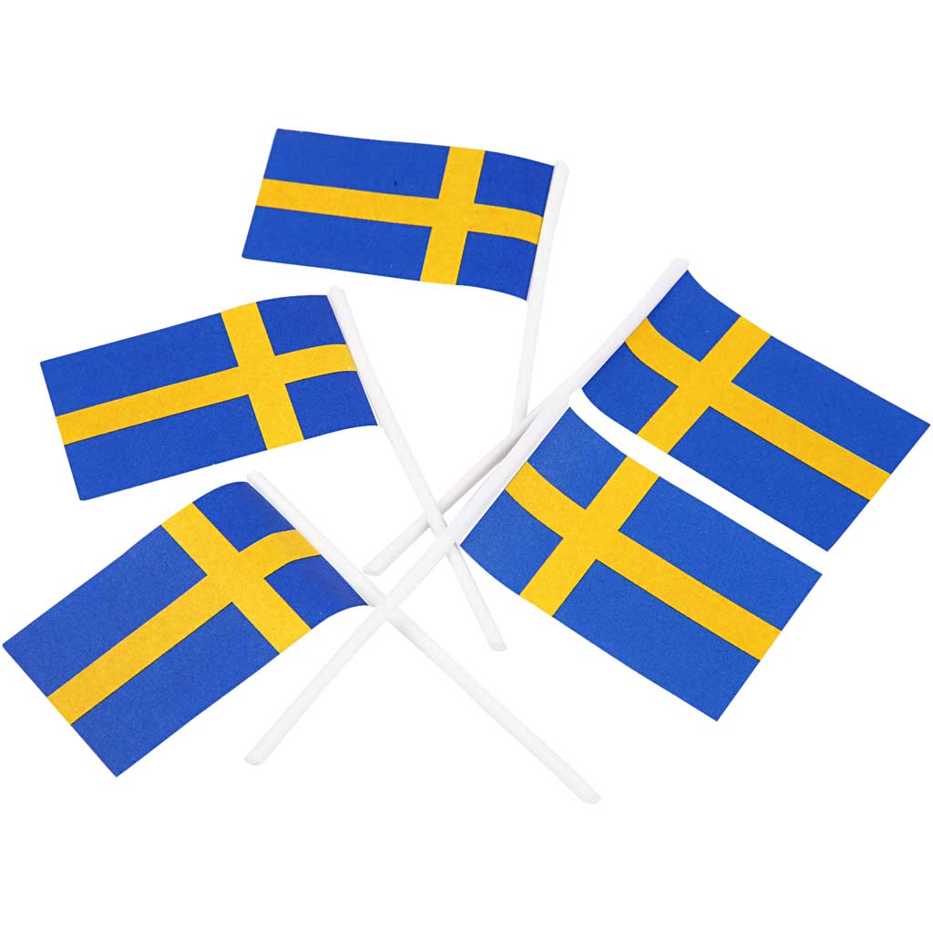 Lagkageflag, str. 30x50 mm, 100 stk./ 1 pk., Sverige