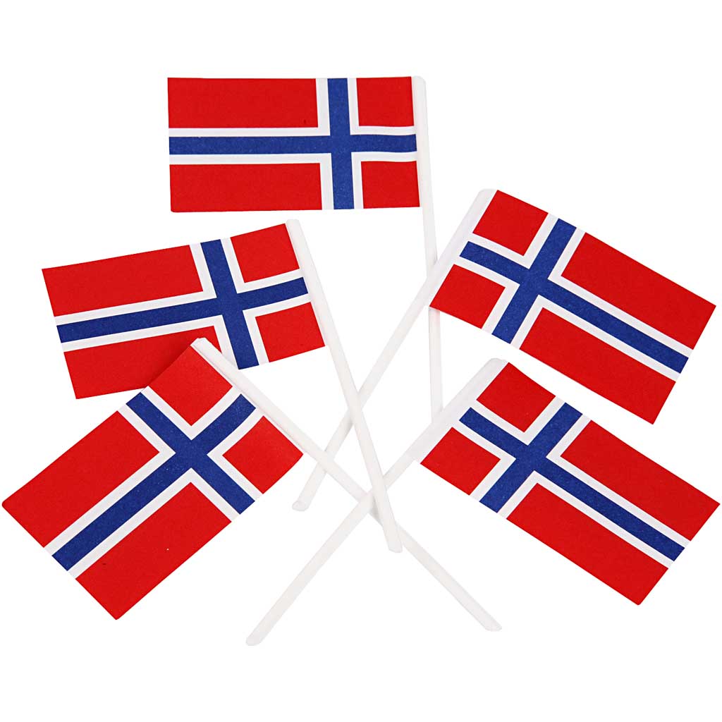 Lagkageflag, str. 30x50 mm, 100 stk./ 1 pk., Norge