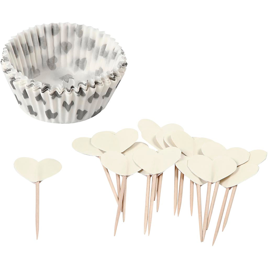 Muffinforme, H: 3 cm, diam. 5 cm, 40 g, råhvid, 24 sæt/ 1 pk.