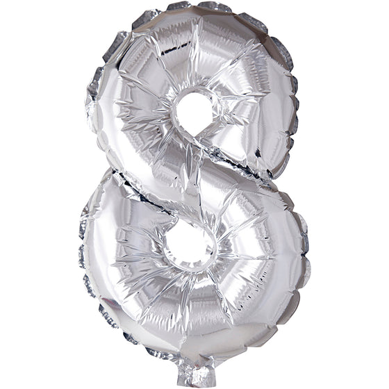 Folieballon, 8, H: 41 cm, sølv, 1 stk.