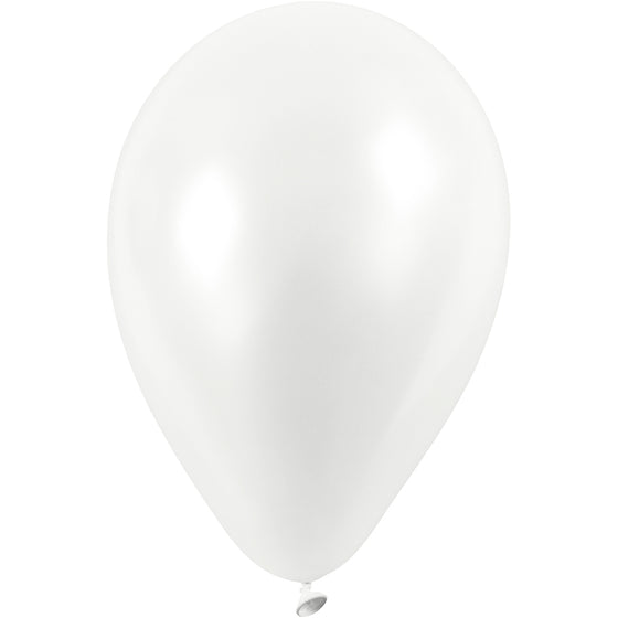 Balloner, diam. 23 cm, runde, hvid, 10 stk./ 1 pk.