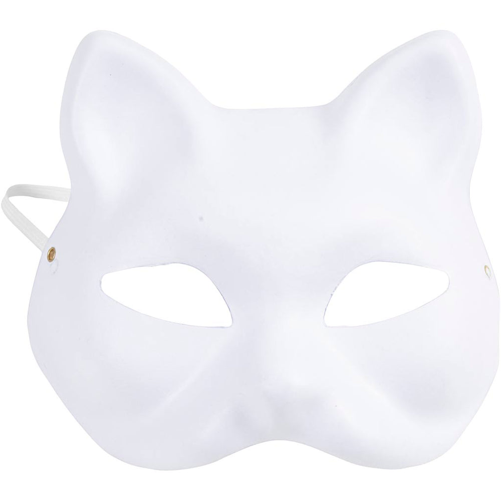 Kattemaske, H: 17,5 cm, B: 18,5, hvid, 1 stk.