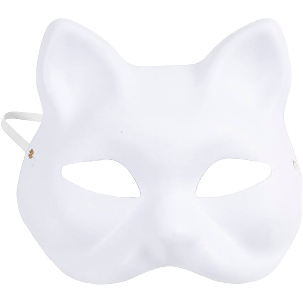 Kattemaske, H: 17,5 cm, B: 18,5, hvid, 1 stk.