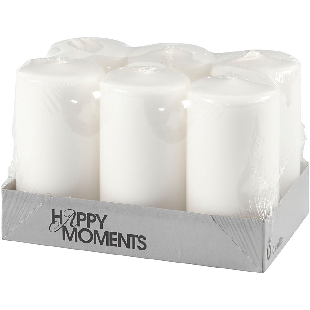 Bloklys, H: 100 mm, diam. 50 mm, hvid, 6 stk./ 1 pk.