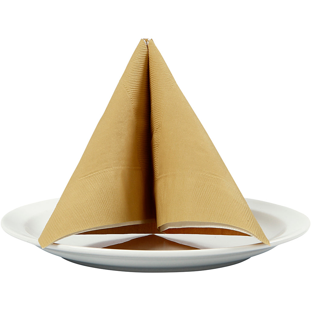 Servietter, str. 40x40 cm, 60 g, guld, 20 stk./ 1 pk.